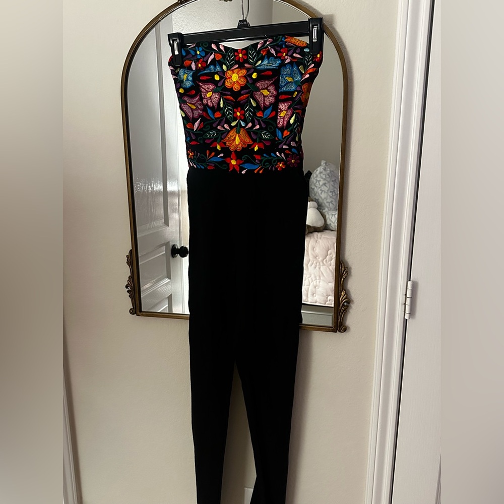 Colorful Floral Strapless Jumpsuit